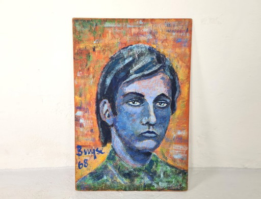 Portret van een Jongen Schilderij op Paneel, 1968