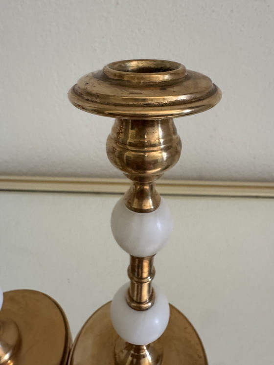 Image 1 of Candelabros de alabastro dorado de los años 60