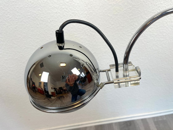 Image 1 of Space Age floor lamp, chrome, 2-light, globe spotlights