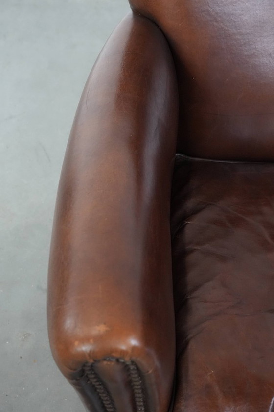 Image 1 of Vintage schapenleren fauteuil/ armchair met prachtige warme kleuren