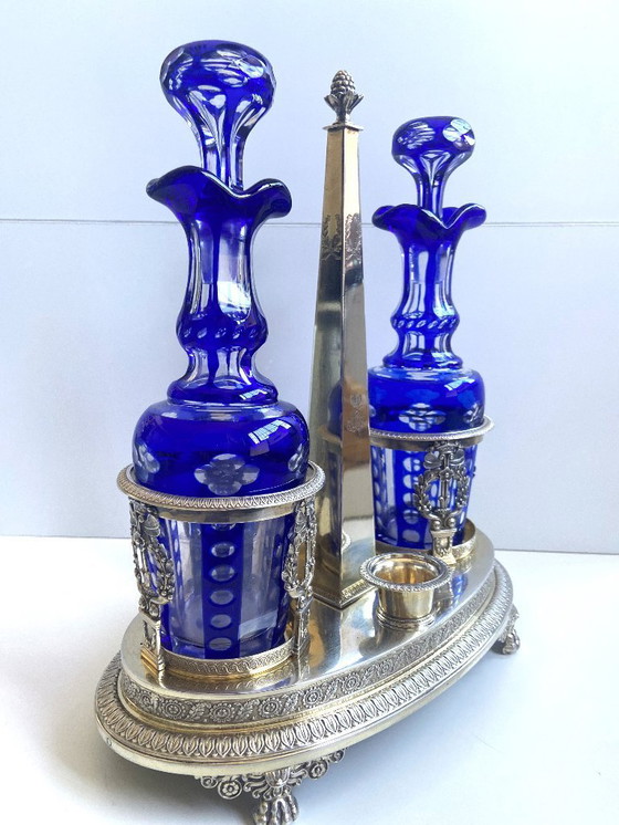 Image 1 of Porte Condiments Argent Massif Ciselé 900 Directoire 1800 Orfèvre AT Paris