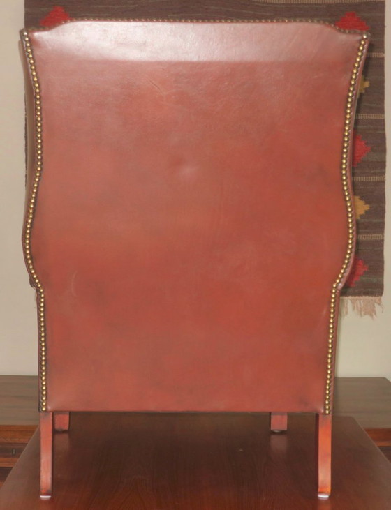 Image 1 of Poltrona club vintage in pelle con schienale alto, anni '70