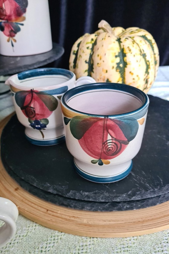 Image 1 of Bellissimo set da caffè in ceramica LUZERNER, con motivi floreali dipinti a mano.