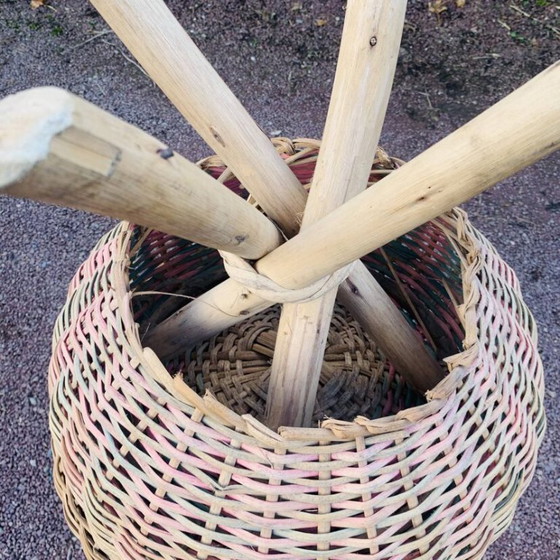 Image 1 of Een paar vintage rieten krukjes