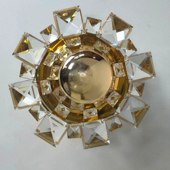 Image 1 of Lámparas de pared Palwa Alemania. Cristal dorado de mediados de siglo, años 70.