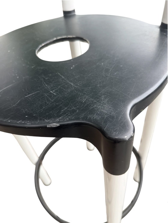 Set of 2 Vintage Kartell 'Polo' Bar Stools – Anna Castelli Ferrieri (1980s) – Barstools, Metal, Plastic (photo 4 of 6)