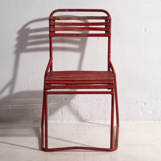 Sedie da giardino rosse antiche (c.1920). Set di 4 pezzi #37 – Wood, Iron (photo 33 of 40)