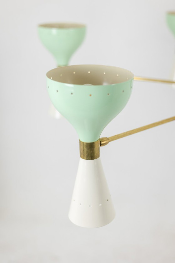 Image 1 of Stralende diabolokroonluchter met 12 kaarslampen. Eigentijds.