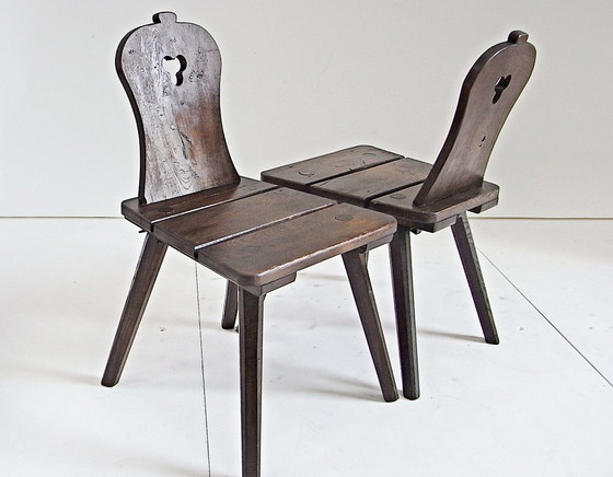 Image 1 of Set da giardino ALFONS, tavolo con 2 sedie, realizzato a mano, in rovere massello, anni '70