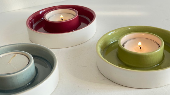 Image 1 of CANDLESTICKS Tealight Holder Crackled Ceramic