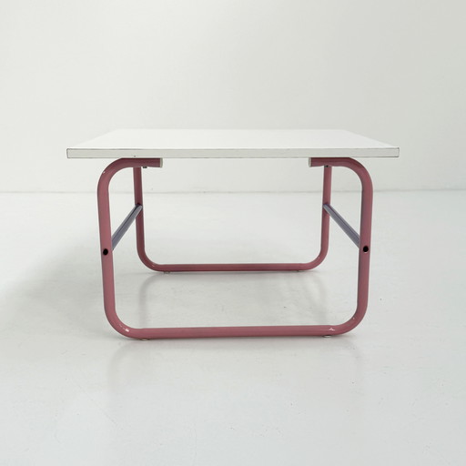 Table basse tubulaire violette et rose, années 1980