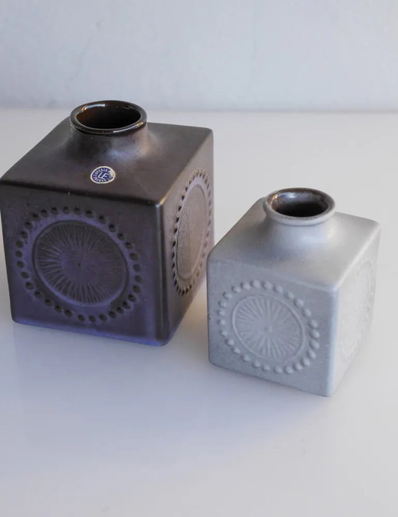Image 1 of Mid-century Scandinavian modern art pottery vases in ceramic by Göran Andersson for Upsala Ekeby, Sweden, 1970s, set of 2