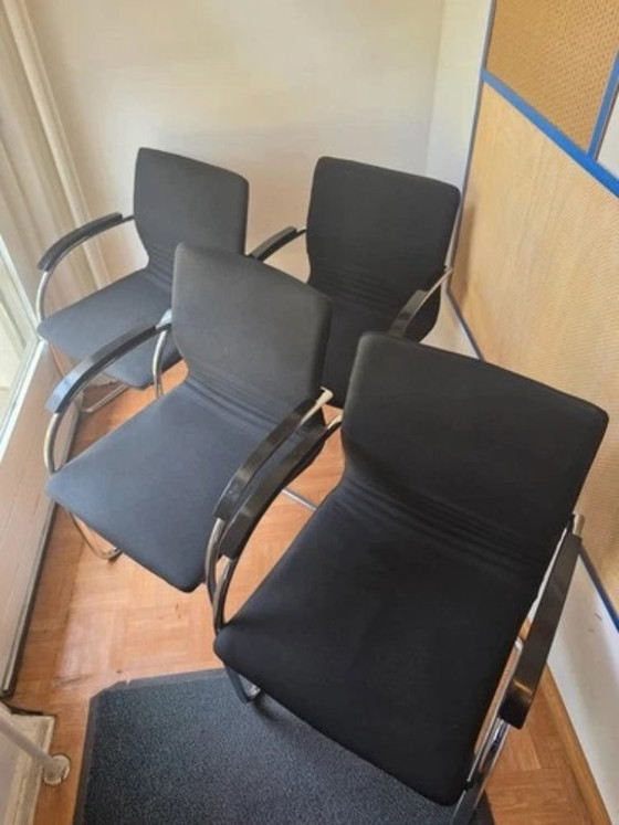 4 Originale Thonet S79 V Freischwinger Schwarz – Esszimmerstühle, Textile (photo 3 of 5)