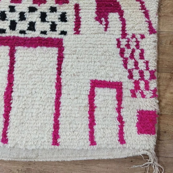 Image 1 of Amaizing Modern Berber Rug XXL – Pink & Black Wool Handcrafted (284 × 178 cm)