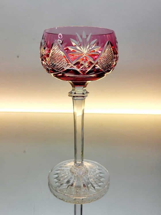 Image 1 of Set of 4 Val Saint Lambert "Berncastel" No. 204 Roemer glasses – hand-cut crystal – Belgium, 1905