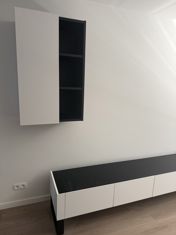 TV Cabinet With 2 Hinged Doors And 2 Drop-Down Doors – TV furniture, Wood (photo 4 of 5)