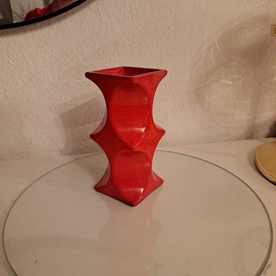 Cari Zalloni kaarsenhouder voor Steuler keramiek, jaren 70, vintage stijl uit het midden van de 20e eeuw, rood (photo 2 of 8)