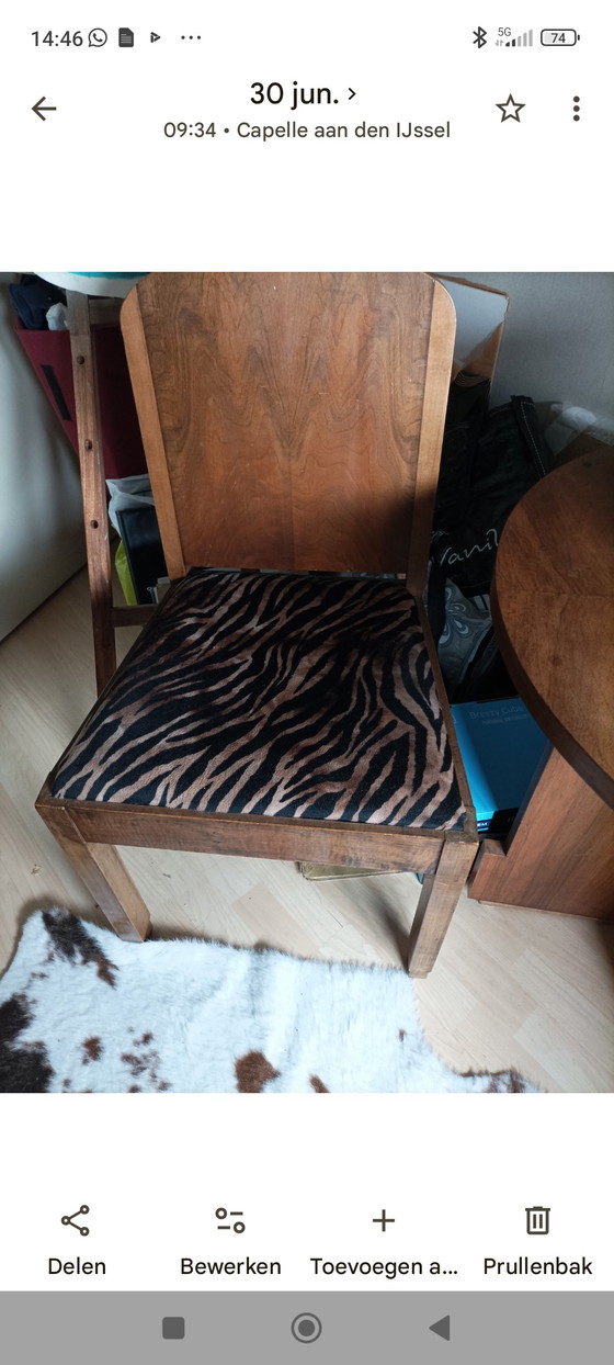 Art Deco Set – Dining chairs, Wood, Textile (photo 5 of 5)