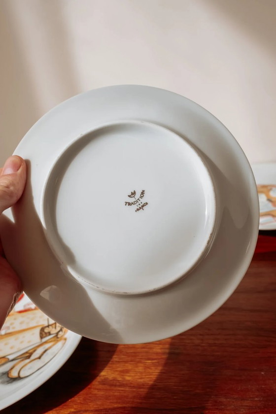 Image 1 of Vintage French cheese plates + large serving dish