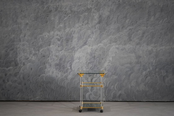 Image 1 of Carrello di servizio vintage in ottone e lucite, Francia, anni '60