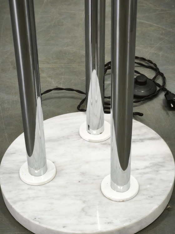 Italienische Stehleuchte aus Murano-Glas, Chrom und Marmor, dreiflammig, 1970er Jahre – Stehleuchten, Marble (photo 4 of 15)
