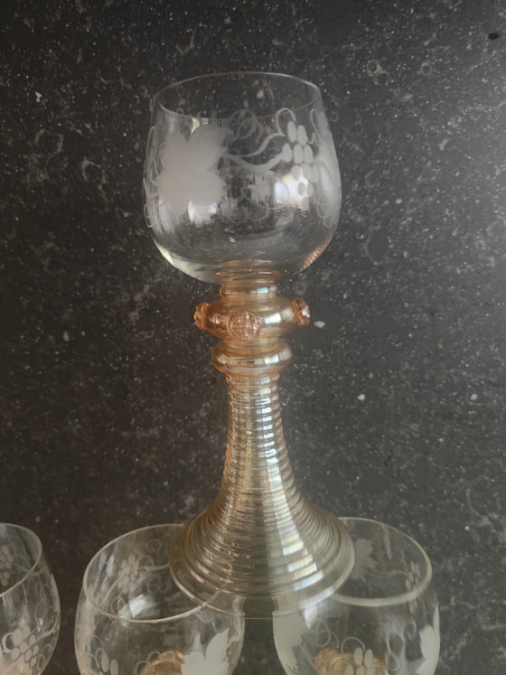 8 Copas de vino Fritz Heckert Hock, cristalería elegante, copa de vino alemana – Fritz Heckert Roemers (photo 8 of 10)