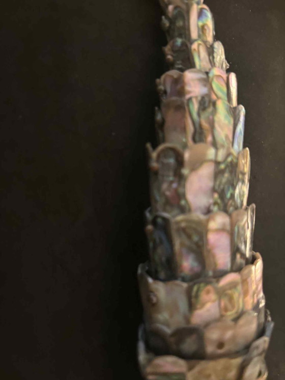 Image 1 of Flesopener met beweegbare vis, Mexicaans vintage, parelmoer, abalone, verzamelbaar barartikel, MCM