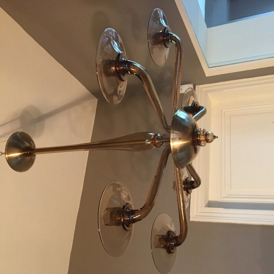 Image 1 of Vintage blown glass chandelier - 1960s