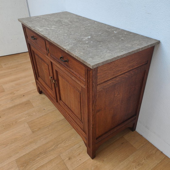 Image 1 of Credenza, cassettiera, comò e mobile da bagno vintage e antichi con piano in marmo.