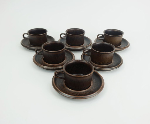 6 TAZZE DA CAFFÈ con piattini arabia ruska ulla procope anni '60