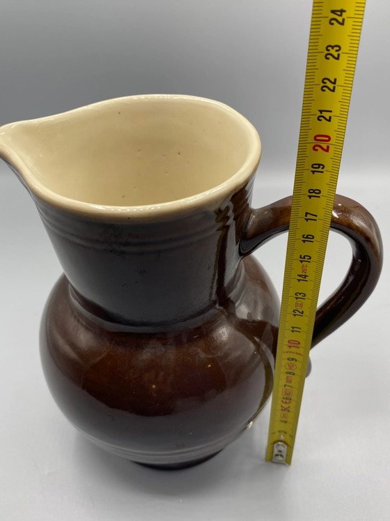 Large brown glazed stoneware pitcher - 20 cm – Crockery, Ceramic, Rustic (photo 5 of 7)