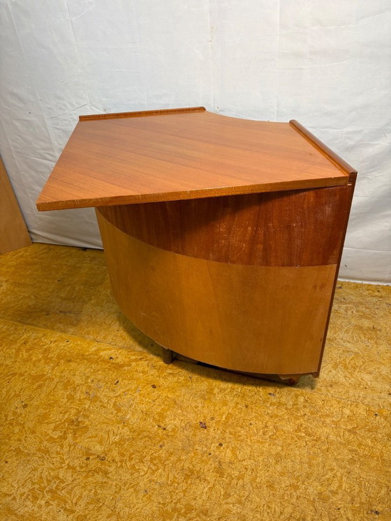 Image 1 of Vintage Nathan Teak Corner Cabinet (c. 1960s–1970s) – Mid-Century Modern  A beautiful and highly practical vintage teak corner c