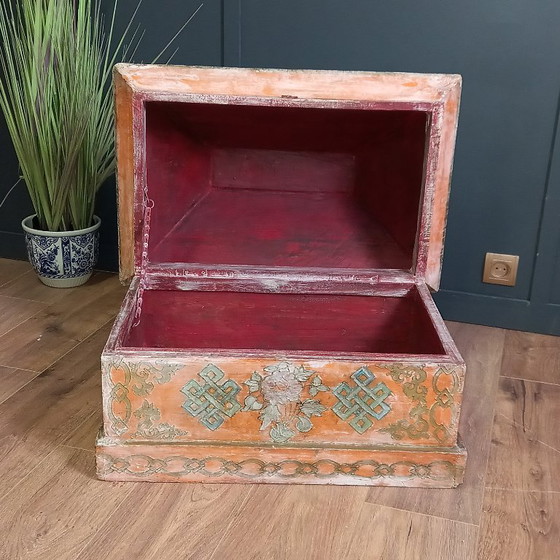 Image 1 of Cofre nupcial húngaro antiguo pintado a mano