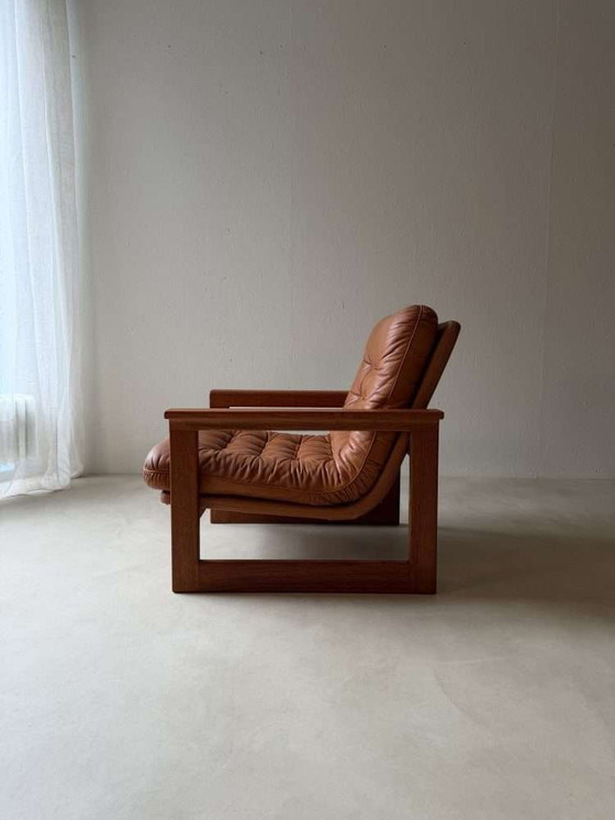 Image 1 of Fauteuil lounge vintage en cuir teck des années 1960