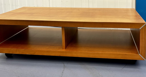 Coffee table/TV unit by Lignet roset: solid wood on casters: 108x61.5x31 cm