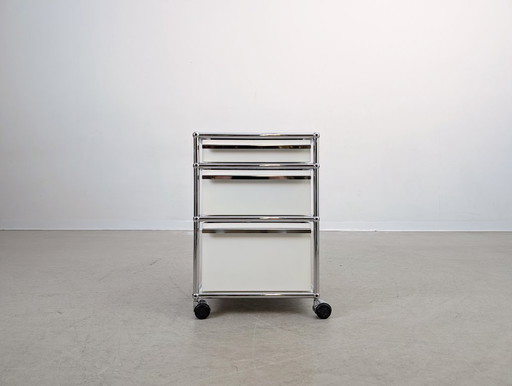 7x USM Haller rolcontainer kantoorkast design wit Fritz Trolley