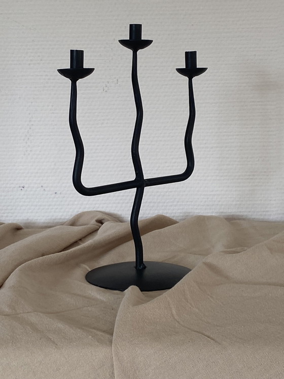 Image 1 of Chandelier vintage en métal noir avec zigzag 'Hysteria'