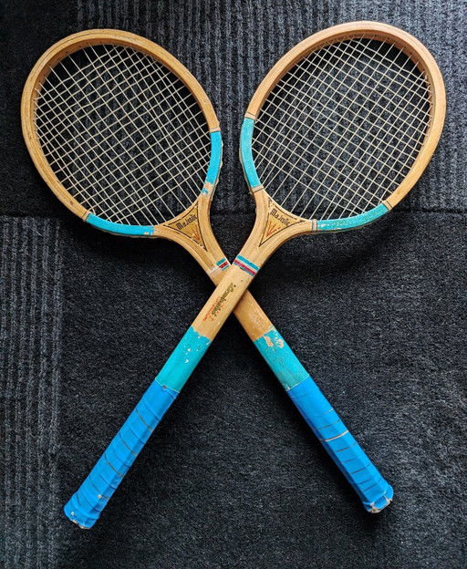 Ein Paar Vintage-Tennisschläger aus Holz von Majestic – 1950 – decoratieve objecten, Wood