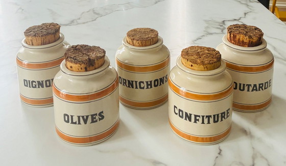 Image 1 of Lot 5 pots à épices vintage LML France Marin Laflèche