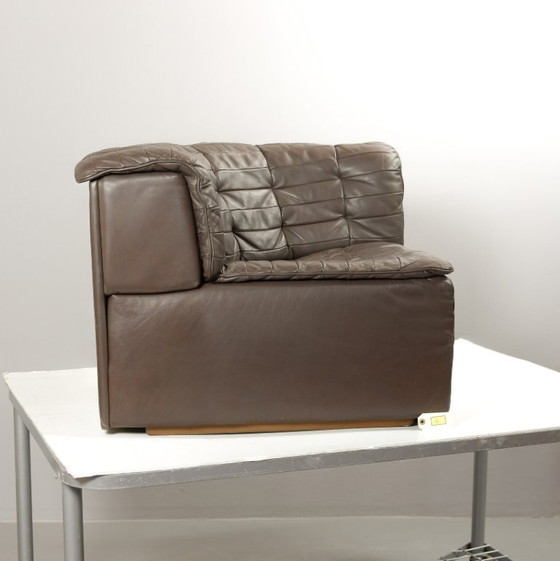 Image 1 of Excellent Mid-Century De Sede DS11 Patched Seal Brown Leather Modular Sofa, 6 Elements. Germany, 1970s.