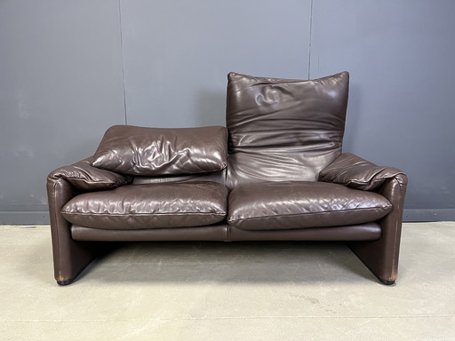 Leather Maralunga Sofa by Vico Magistretti for Cassina