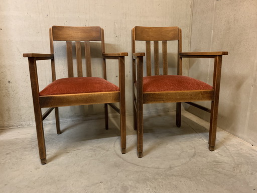 Ensemble de 2 chaises de l'école d'Amsterdam / Art Deco.