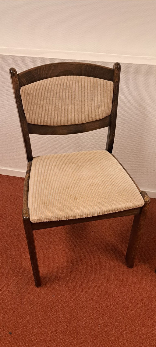Set of 2 wooden chairs with beige upholstery