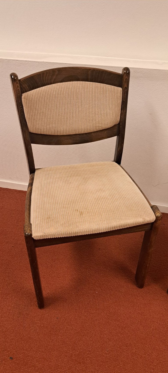 Image 1 of Set of 2 wooden chairs with beige upholstery