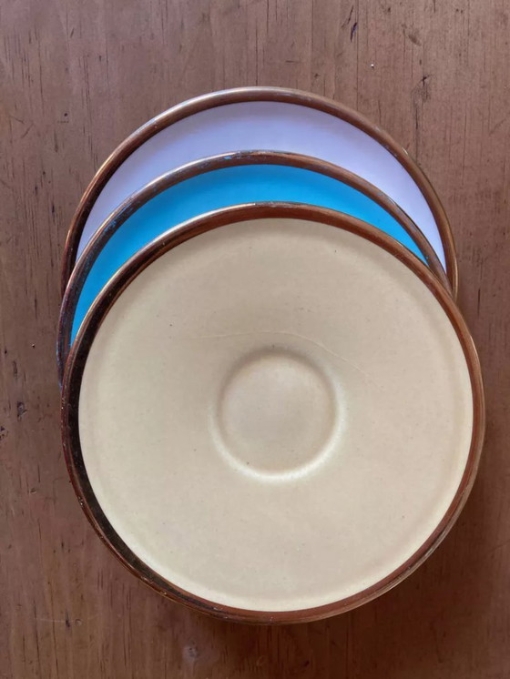 Image 1 of 3 espresso cups and saucers, Limoges porcelain, Magdalithe pattern, 1950s