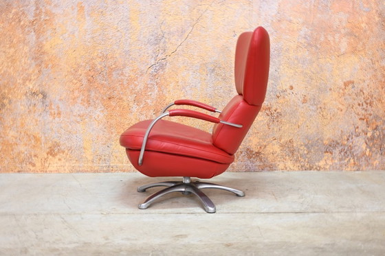 Image 1 of Leolux Formi Design-Drehsessel aus rotem Leder