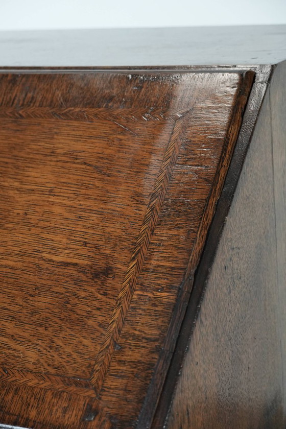 Image 1 of Commode/bureau/commode anglaise ancienne en chêne du XVIIIe siècle