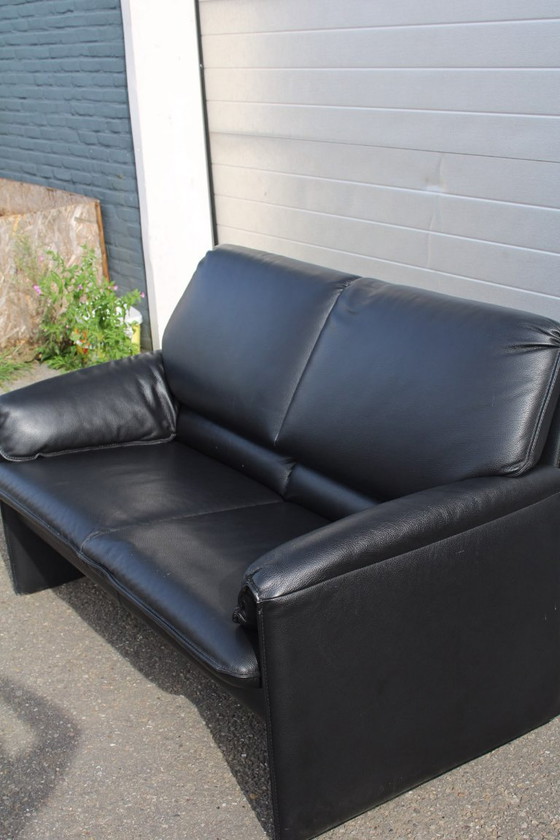 Leolux Bora-Bora 2-Seater Sofa Black Leather - Good Condition – 2 seaters (photo 3 of 5)