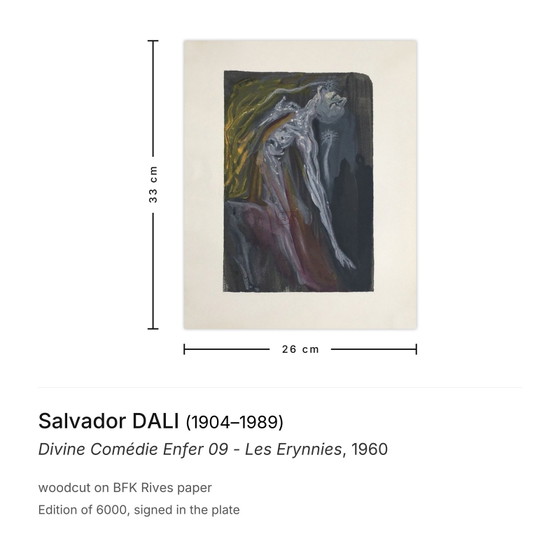 Image 1 of Salvador DALI Divine Comédie Enfer 09 - Les Erynnies woodcut 1960