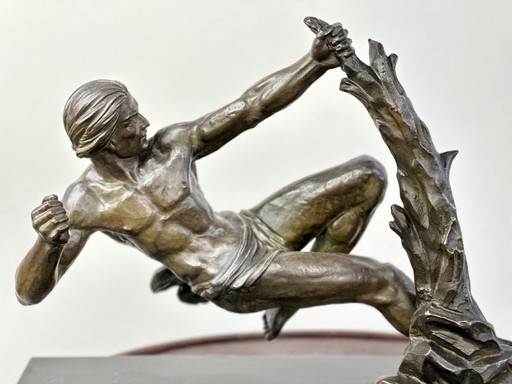 Régule Art Déco l'Athlète singé jacques LIMOUSIN